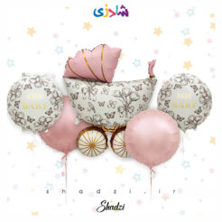 بادکنک فویلی کالسکه نوزاد دختر