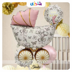 بادکنک فویلی کالسکه نوزاد دختر