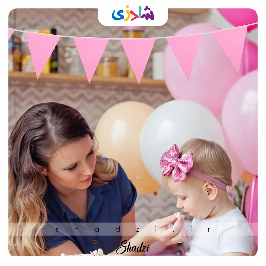 ریسه کاغذی مثلثی صورتی