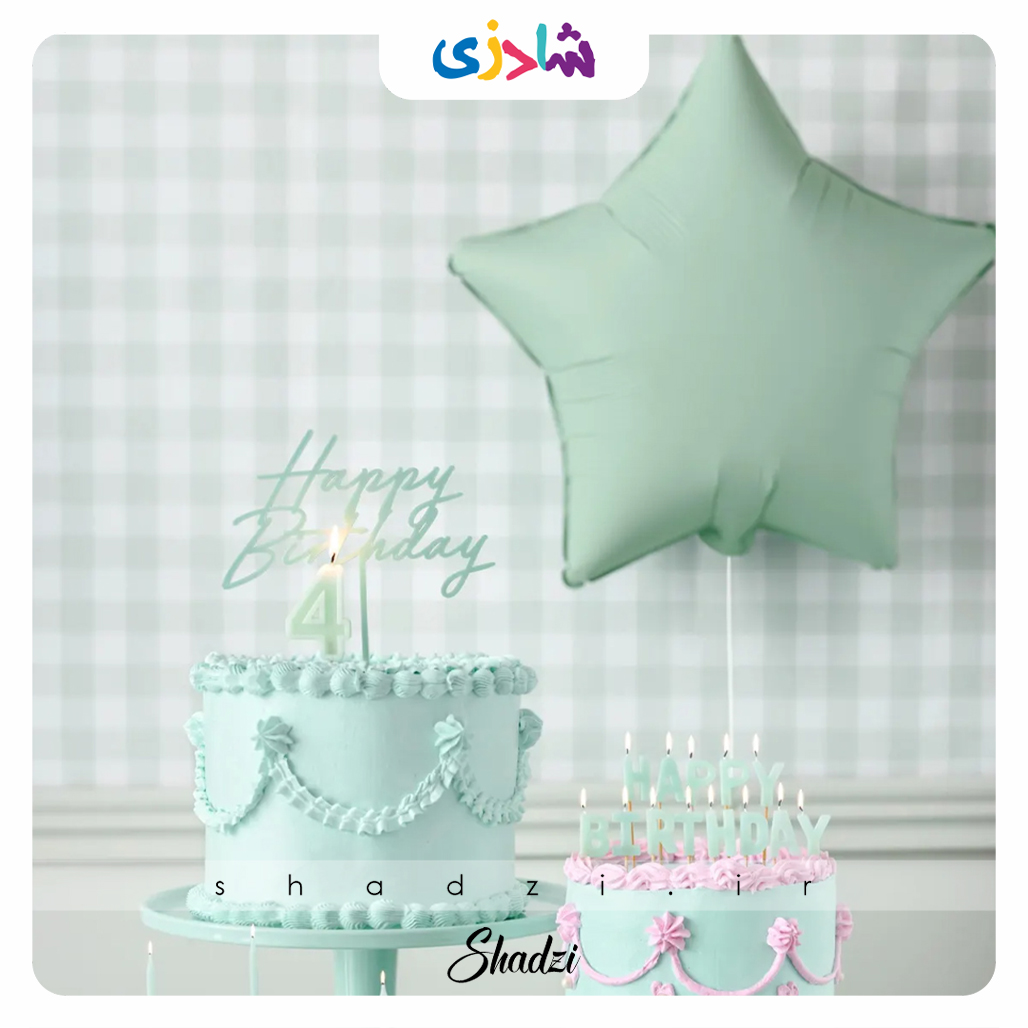 بادکنک فویلی ستاره سبز پسته ای