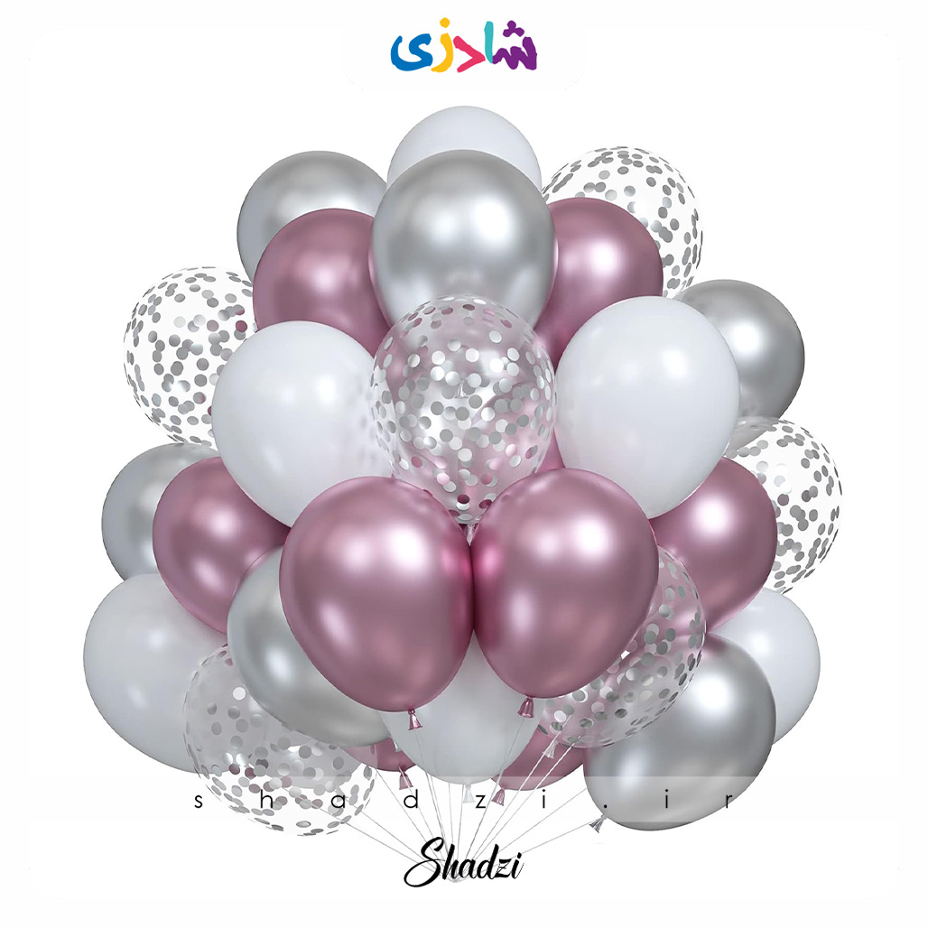 پک 26عددی بادکنک نقره یاسی